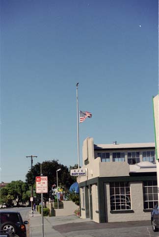 Flag at Half Staff, Mountain View Car Shop