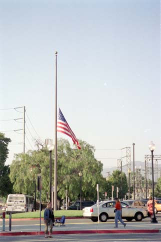 Flag at Half Staff, San Jose Caltrain Station