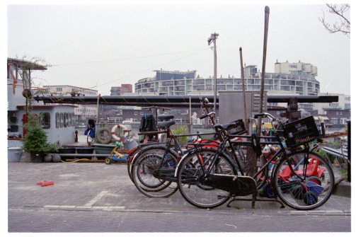 Bicycles and House Boat in Zeeburg