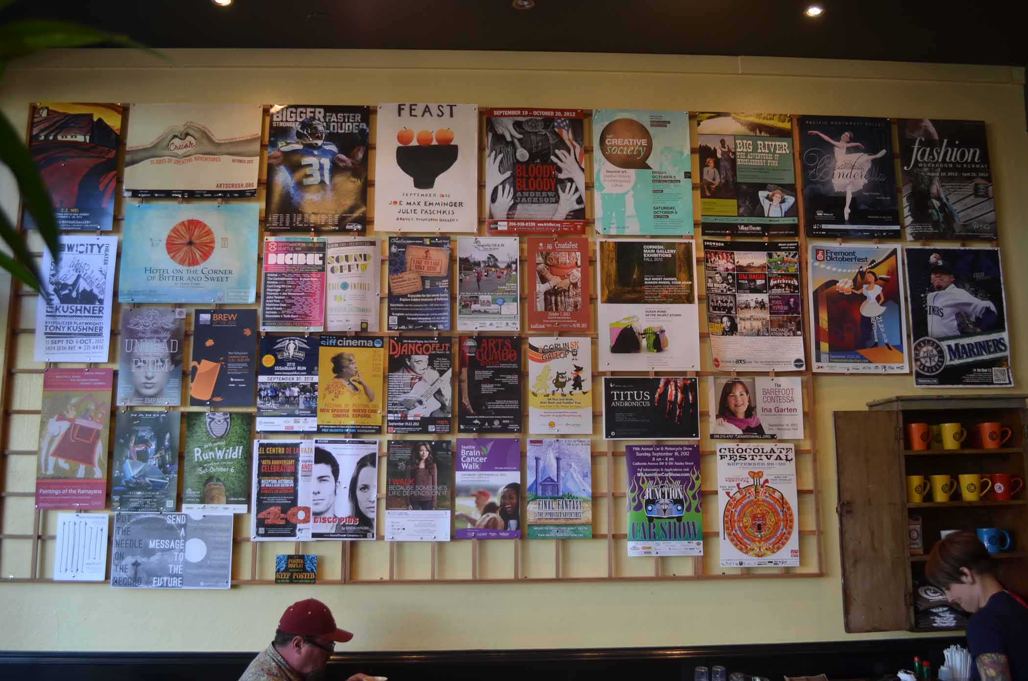 Seattle Cafe near Five Points Wall of Events