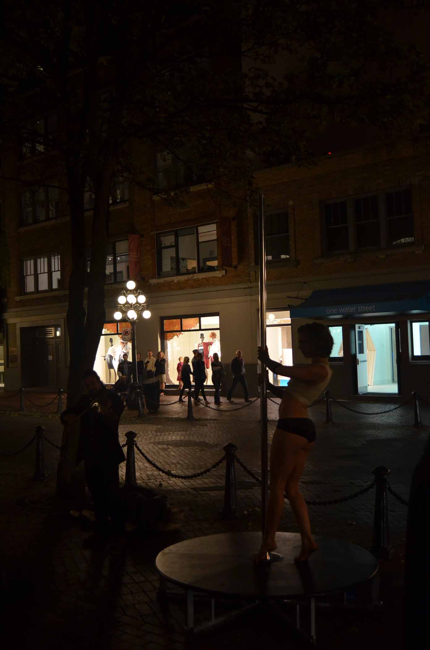 Pole Dancer at Night in Vancouver