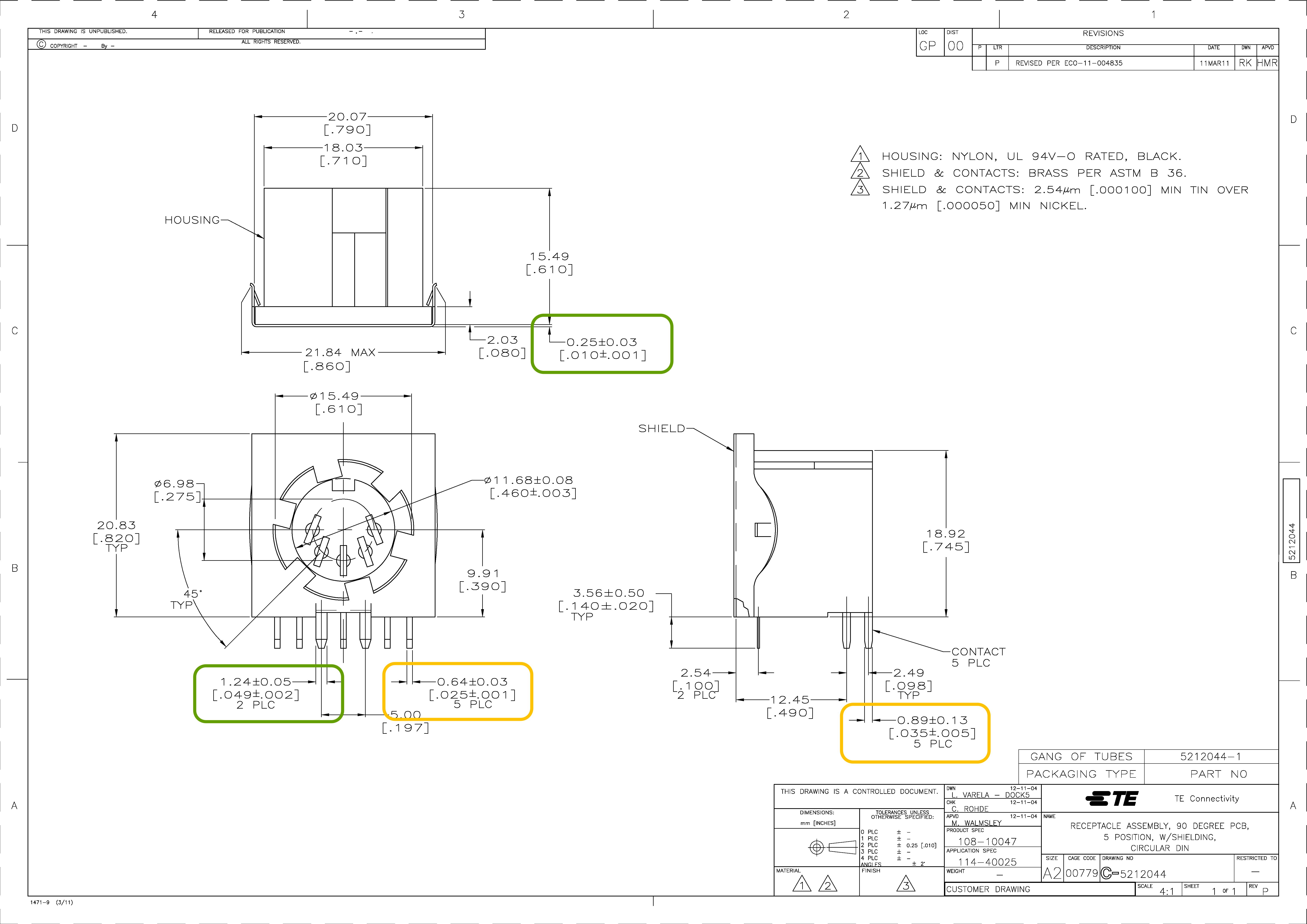 DIN connector data sheet