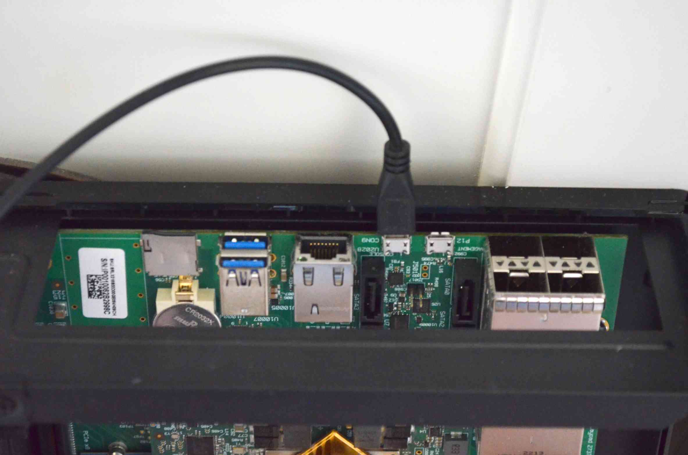 USB cable plugged into proper port